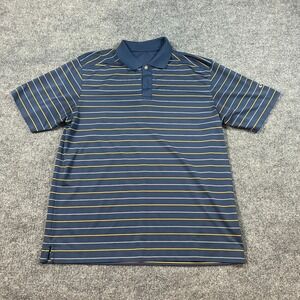 Callaway Polo Shirt Mens Blue Striped Logo Golf Tennis Resort Wear Athleisure